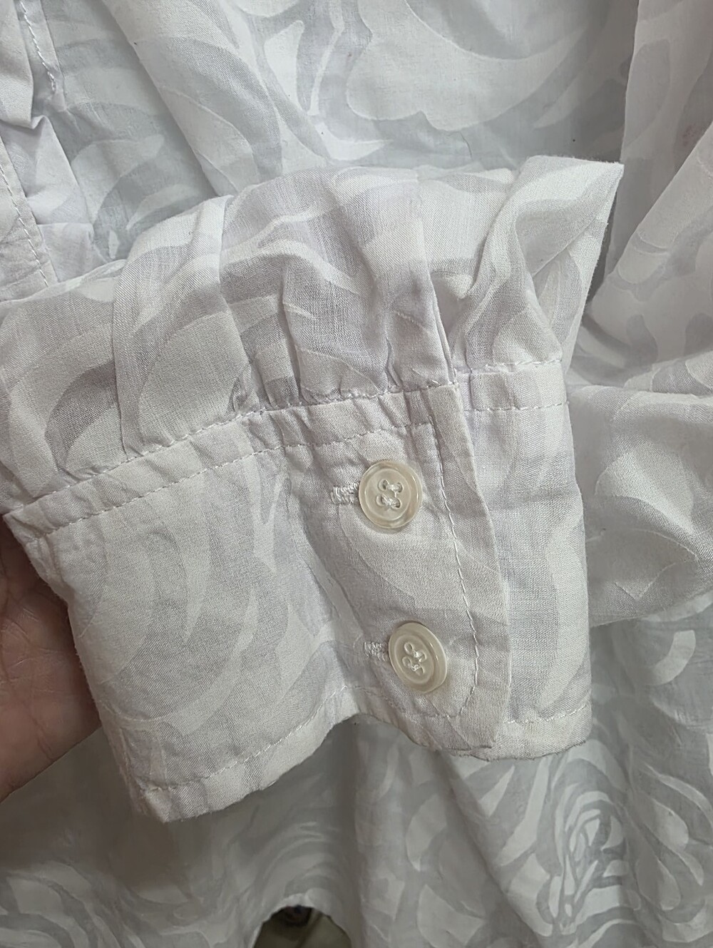 New York & Company White Ruffled Collar Button-Front Shirt Long Sleeve Size L - Picture 5 of 7